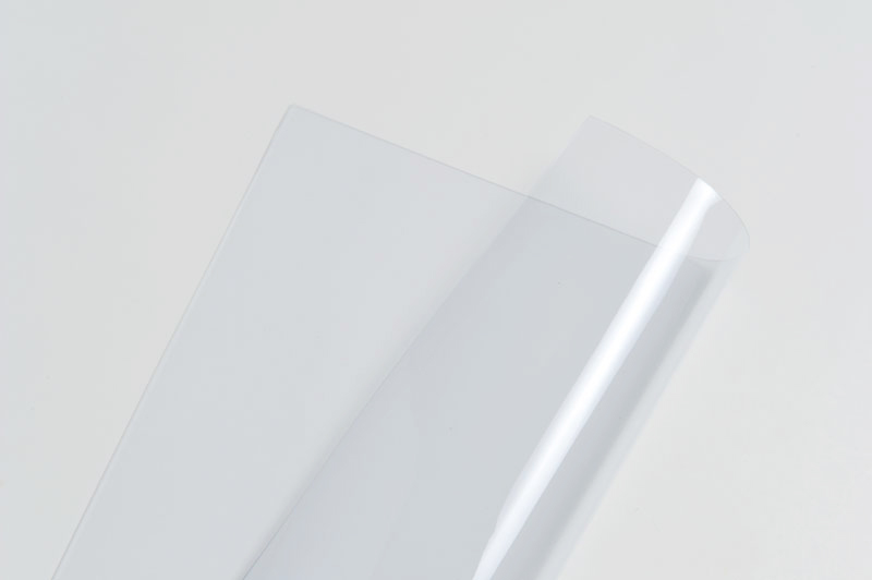Clean and transparent heavy gauge PVC film.